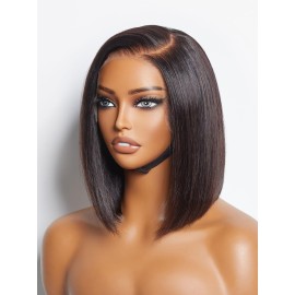 LUVME HAIR 10Inch Glueless Lace Front Bob Wig, 100% Human Hair, 13x5x1, Side Part, Straight, Modern, for Women