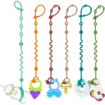 LittleHugs Toy Straps for Baby, Adjustable Toy Holder for Stroller Accessories, Silicone Baby Tether Pacifier Clip, No Throw Baby Travel Essential Leash for High Chair, Car Seat (6-Pack)