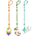 LittleHugs Toy Straps for Baby, Adjustable Toy Holder for Stroller Accessories, Silicone Tether Pacifier Clip, No Throw Travel Essential Leash for High Chair, Car Seat (3- Pack)