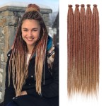 Leeven 24 Inch Synthetic Dreadlock Extensions 20 Strands Ombre Copper Red to Honey Blonde Single Ended Dread Extensions Handmade SE Thin Hippie Dreads 0.6 cm Soft Loc Extensions for Women Men