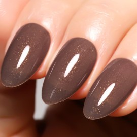 Imtiti Glitter Gel Nail Polish, 0.5 Fl Oz Brown Glitter Gel Polish Soak Off LED U V Gold Shimmer Sparkle Nail Gel DIY Nail Art Kit