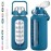 kytffu 64oz Glass Water Bottles with Straw, Half Gallon Motivational Glass Bottle with Silicone Sleeve and Time Marker, 2L Leakproof Large Glass Water Jug for Gym Home Office,Iron Blue