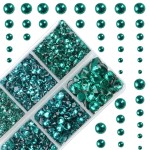 10000Pcs 2-Boxes Mixed Size Hot Fix Round Crystals Gems Glass Stones Hotfix Flat Back Rhinestones with Tweezers and Picking Pencil (Blue Zircon)
