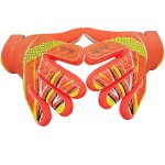 Jalunth Goalkeeper Goalie Soccer Gloves Adult Men Womens Goal Keeper Field Player Glove Anti-Slip Latex Palm Soft Pu Hand Back Orange Size 9 S-M