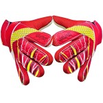Jalunth Adult Goalkeeper Goalie Soccer Gloves Men Womens Goal Keeper Field Player Glove Anti-Slip Latex Palm Soft Pu Hand Back Red Size 10 M-L