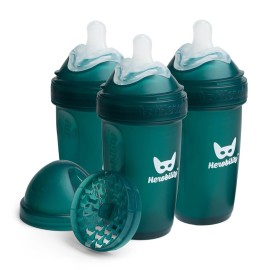 Herobility Double Anti-Colic Baby Bottles - 8.5 fl oz/240ml - 3-Pack - Dark Green