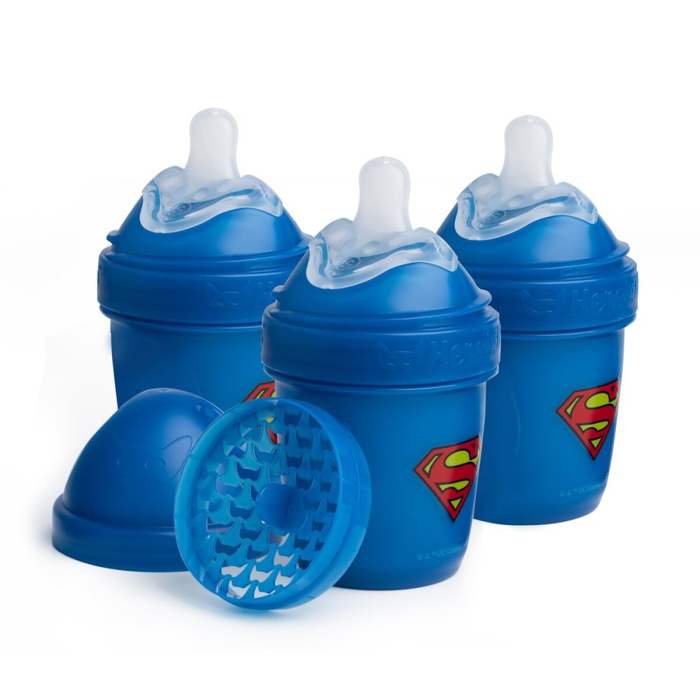 Herobility Double Anti-Colic Baby Bottles - 5 fl oz/140ml - 3-Pack - Superman Logo