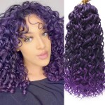 8 Packs Curly Crochet Hair GoGo Curl Crochet hair for Black Women Deep Wave Braiding hair,Synthetic Bohemian Crochet Braid Water Wave Crochet hair Extensions (Purple, 14inch)