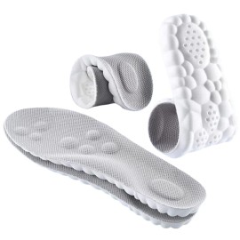 4D Cloud Technology Super Soft Comfort Insoles - U-Shape Memory Foam, Cloud Feeling, Sports Memory Foam (Gray, Men 9-10.5/Women 10.5-12)