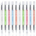 Sliverdew 10 Pcs Nail Art Sculpture Pen Dual Tipped Silicone Nail Tools Nail Art Acrylic Pen Silicone Brushes for Resin Nail Art Tools for Design Nail Foil Carving Drawing Effect Shaping Drawing