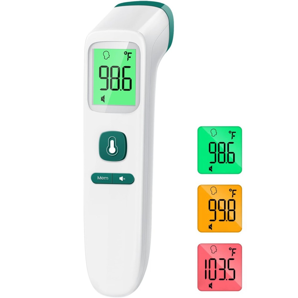 Viproud Forehead Thermometer for Adults and Kids, Fast Accurate Thermometer with Fever Alarm, 1S Reading & Silent Mode, Easy to Use Health Thermometer (Green)