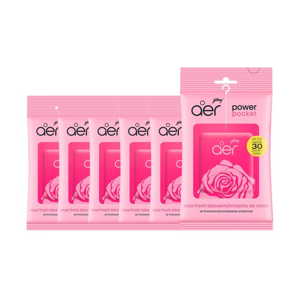 Godrej Aer Power Pocket Bathroom Fragrance - Fresh Blossom, 10g (Pack of 6)