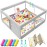 Baby Playpen with Mat 50x50 Inch, Playpen with Colorful Ball for Babies and Toddlers, Baby Play Pen Pin Indoor Play Fence (Mat and Ball Included)