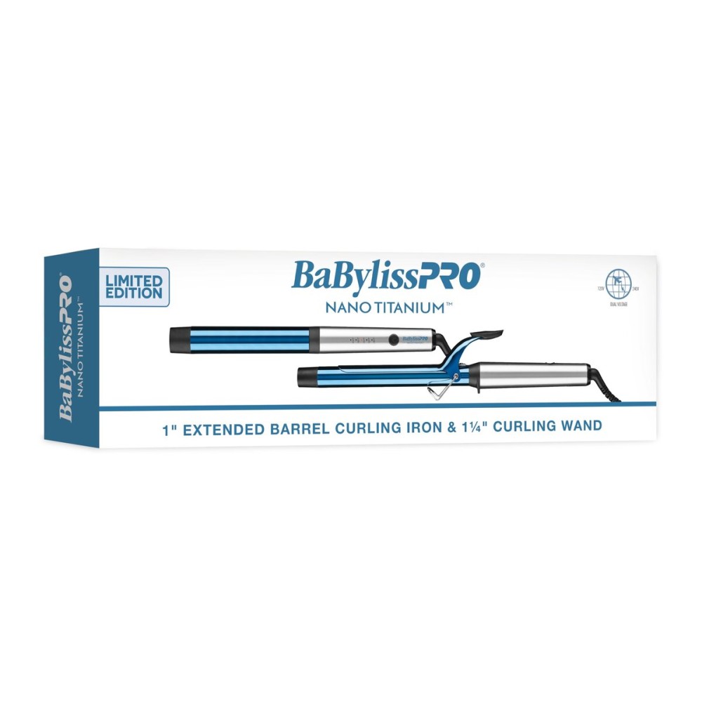 BaBylissPRO Nano Titanium Professional Long Barrel 1 Curling Iron and 1 Hair Curling Wand Set with Extended Barrel, Perfect on Longer Hair