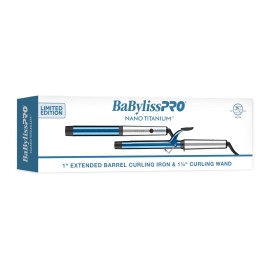 BaBylissPRO Nano Titanium Professional Long Barrel 1 Curling Iron and 1 Hair Curling Wand Set with Extended Barrel, Perfect on Longer Hair