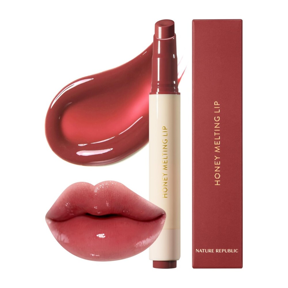 Nature Republic HONEY MELTING LIP (05 PLUM) SOFT LIP STICK, Hydrating Gloss, Moisturizing balms, Sheer tint, Shine & Glowy Finish, korean make up, Stocking Stuffers