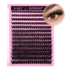 280Pcs Wispy Individual Lashes DIY Eyelash Extensions 8-16MM D-Curly Lash Extensions Lash Clusters 80D Cluster Eyelashes DIY at Home by ALICE