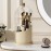 YOOLENS Makeup Brush Holder with Lid 360 Rotating Clear Dustproof Make Up Organizers for Vanity Bathroom Countertop, White Beige