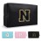 Personalized Initial A-Z Preppy Patch Makeup Bag,Small PU Chenille Letter Cosmetic Bag with Zipper for Teen Girls,Black Cute Toiletry Organizer Bag,Monogram Makeup Case Gift for Women Girls,Letter N