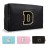 Personalized Initial A-Z Preppy Patch Makeup Bag,Small PU Chenille Letter Cosmetic Bag with Zipper for Teen Girls,Black Cute Toiletry Organizer Bag,Monogram Makeup Case Gift for Women Girls,Letter D