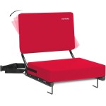 HUTMANG Stadium Seating for Bleachers, Wide Stadium Seats for Bleachers with Back Support,Portable Stadium Seat Folding Padded Comfort Stadium Chair with Shoulder Strap,Perfect for Sports Events(Red)