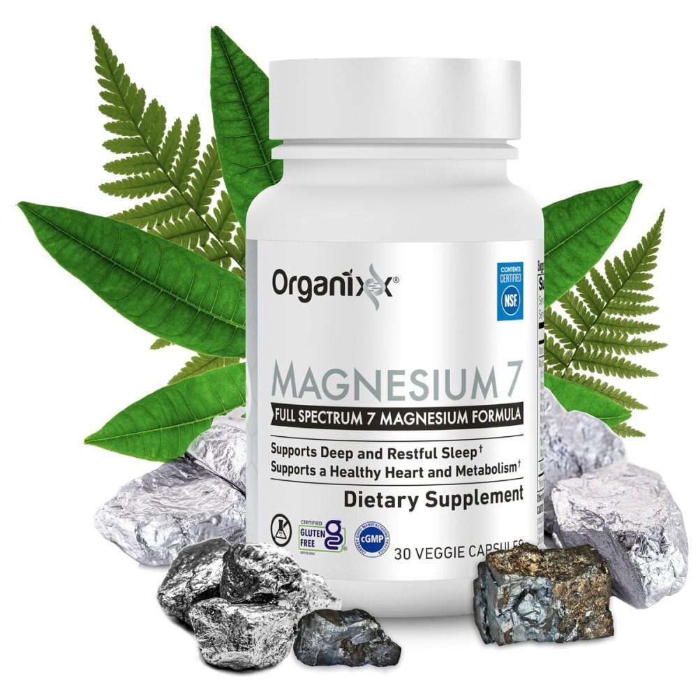 Organixx Magnesium Supplement, Natural Magnesium Capsules for Sleep Support, Muscle Recovery, with Vitamin B6 and Manganese Citrate and Glycinate, High Absorption, Vegan, Non GMO (30 Count)