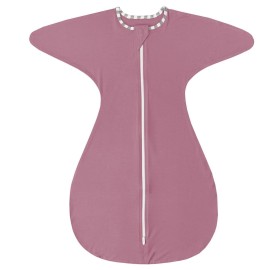 ZIGJOY Shark-Fin Transitional Swaddle for Newborn - 0.5 Tog Rayon Made from Bamboo Transition Swaddle Sleep Sack 6-12 Months Baby Arms Up Swaddle Blanket with 2-Way Zipper, Purple