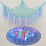 FIOBEE Stuffed Animals Net or Hammock with LED Light, Toy Hammock Hanging Stuffed Animals Storage Organizer Holder Room Dcor for Nursery Kids Bedroom