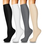 Iseasoo 4 Pairs Compression Socks for Women Circulation-Best Support for Nurses,Running,Athletic,Travel L-XL