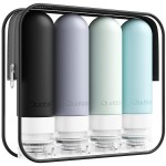 Quatish Travel Bottles for Toiletries, Original Patented Leak Proof Travel Size Toiletries, 3 oz Tsa Approved Silicone Shampoo and Conditioner Bottles, Travel Essentials, 4 Pack, Grey