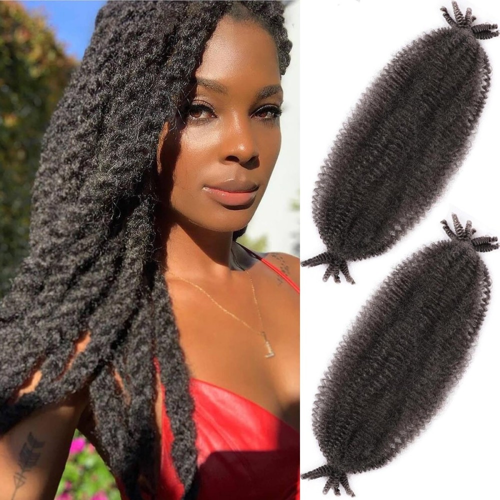 Afro Twist Hair 30 Inch 2 Packs, Springy Afro Twist Hair Pre Fluffed Spring Twist Hair Pre Separated Wrapping Hair for Soft Locs Hair Extensions (30 Inch (Pack of 2), 4)