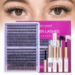 DIY Lash Extension Kit 320 Pcs Lash Clusters Kit Individual Lashes Natural 10-16mm C/D Curl with Bond Seal Tweezers Lash Glue Remover False Eyelashes for Beginner Eyelash Extensions at Home (30D+40D)