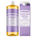 Dr. Bronner\'s Pure-Castile Liquid Magic Soap Bottle & Refill Carton - Made with Regenerative Organic Certified Oils, 86% Less Plastic per Quart - For Face, Body Wash, Hand Soap Refill- Lavender, 32oz