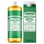 Dr. Bronner\'s Pure-Castile Magic Soap Liquid- Made with Regenerative Organic Certified Oils- For Body, Face, Hair, Dishes, Laundry, Vegan Bath Soaps for Men & Women, Non-GMO- Almond, 32oz + Refill