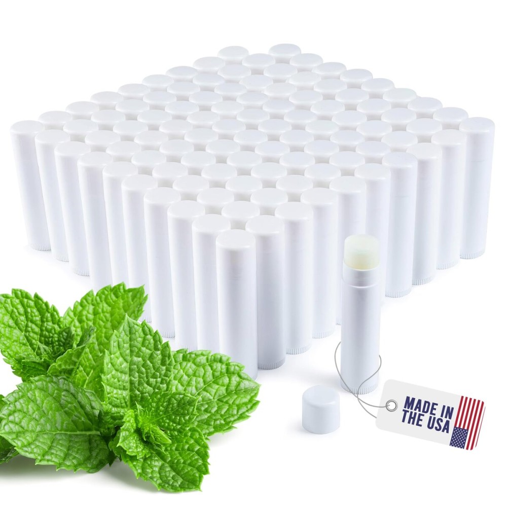 Lip Balm Bulk Unlabeled - Made in USA 150 Pack Peppermint Bulk Chapstick - Natural Ingredients Vitamin E Shea Butter - Custom Chapstick Bulk For Party & Wedding Favors