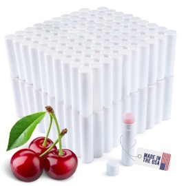 Lip Balm Bulk Unlabeled - Made in USA 200 Pack Cherry Bulk Chapstick - Natural Ingredients Vitamin E Shea Butter - Custom Chapstick Bulk For Party & Wedding Favors