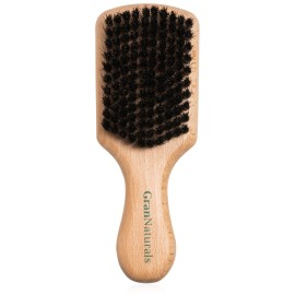GranNaturals Soft Boar Bristle Slick Back Hair Brush - Hairbrush for Smoothing, Fades, Beards, 360 Waves to Style, Polish, & Lay Down Hair to Create a Sleek Ponytail Bun Hairstyle for Women & Men