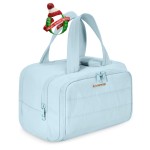 BAGSMART Travel Toiletry Bag, Crush Toiletry Bag for Women, Wide-open Puffy Toiletry Bags for Traveling, Large Travel Cosmetic Makeup Bag Organizer for Accessories,Toiletrie, Blue