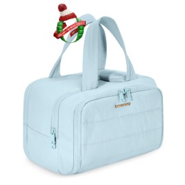 BAGSMART Travel Toiletry Bag, Crush Toiletry Bag for Women, Wide-open Puffy Toiletry Bags for Traveling, Large Travel Cosmetic Makeup Bag Organizer for Accessories,Toiletrie, Blue