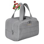 BAGSMART Travel Toiletry Bag, Lightweight Large Wide-open Travel Bag for Women, Puffy Cosmetic Makeup Bag Organizer with Handle for Accessories,Essentials, Toiletries, Grey
