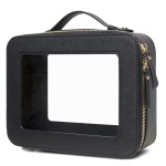 LETGO Clear Makeup Bags, TSA Approved Toiletry Bag with Zipper, Clear Makeup Organizer Large Fit Carry-on Travel Essentials,Clear Cosmetic Bags for Women Men (Large-Black)