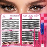 Waltz Lash Clusters Kit - Lash Clusters Lashes D Curl Eyelash Clusters 30D40D50D60D Fluffy Natural Lash Extension Kit with Bond and Seal 0.07MM False Eyelashes DIY at Home