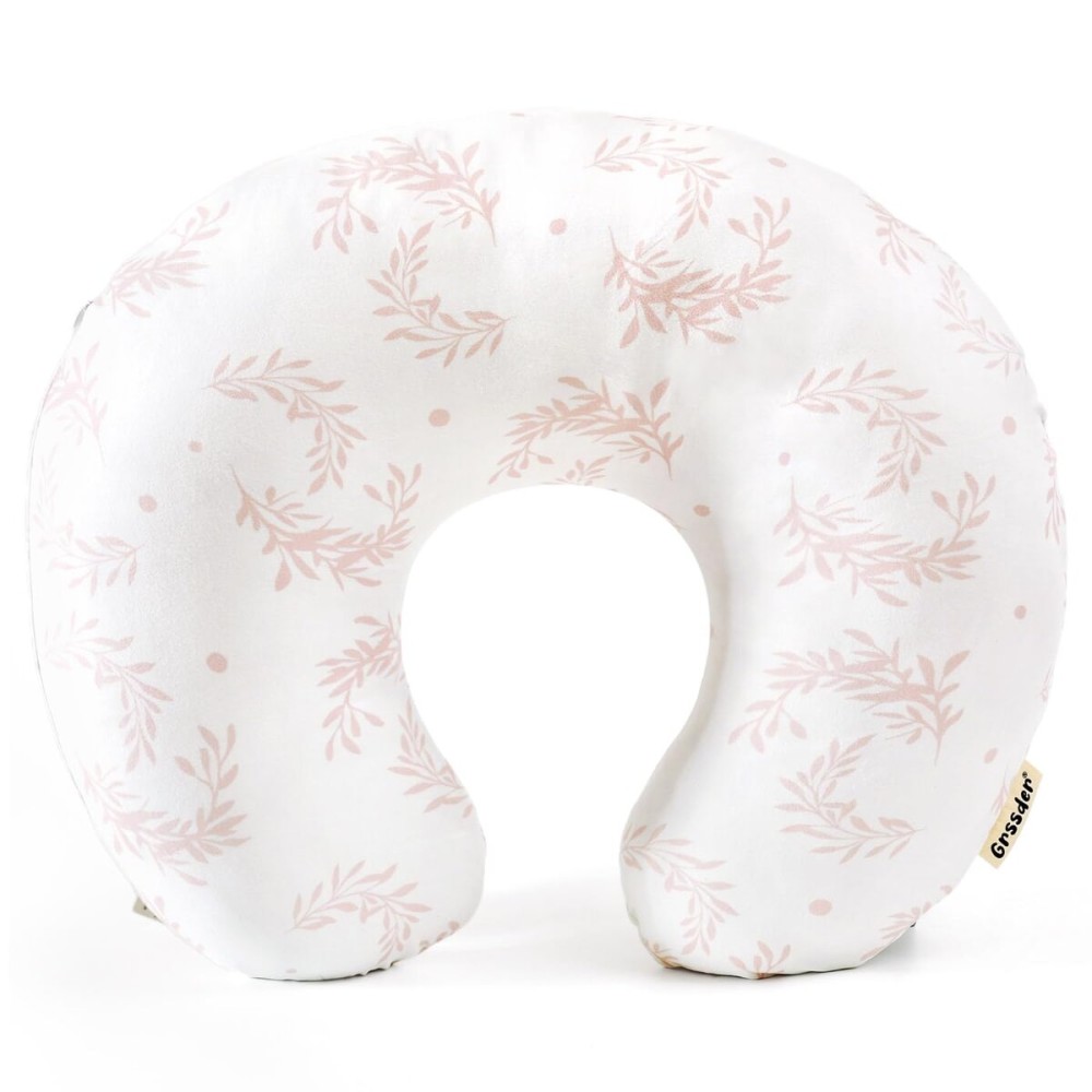 GRSSDER Nursing Pillow Cover, Stretchy Soft Minky Breastfeeding Pillow Slipcovers, Snugly Fit Most Nursing Support Pillows for Breastfeeding, Comfortable Safe Pillow Cover, Pink Flora