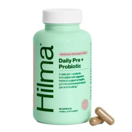 Hilma Pre and Probiotic with Herbs - Support Gut Health with Prebiotics and Probiotics, Plus Gas and Bloating Relief for Women & Men, 60 Vegan Capsules