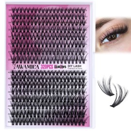 Lash Clusters Eyelash Extensions 320pcs Individual Lashes 9-16mm Mix 30D 40D Eyelash Clusters D Curly DIY Lash Extension at Home for Beginners by Yawamica