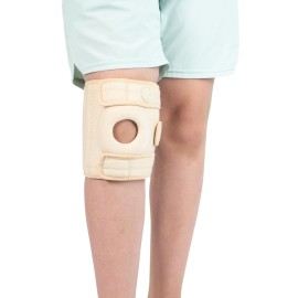 KARM Kids Knee Brace - Osgood Schlatter Knee Brace Youth for Kids, Sports, Pain, Arthritis, Patella, Meniscus Tear, MCL, ACL - Adjustable Compression Support for Child, Boys & Girls (Beige)