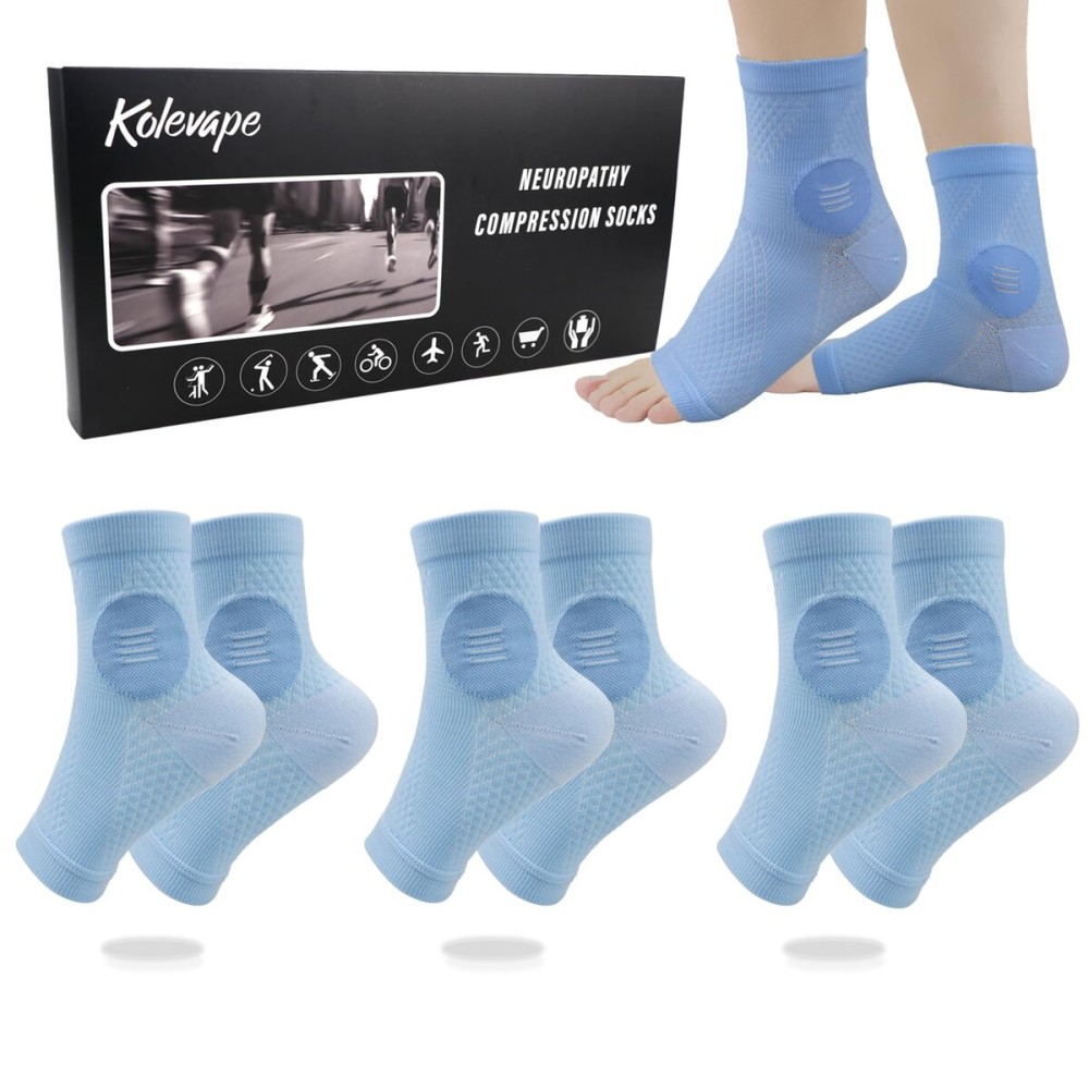 KOLEVAPE 3 Pairs Neuropathy Socks for Women & Men,Nano Comprex Ankle Sleeves Protection Elastic Socks,Soothe Socks for Neuropathy Pain,Anti Fatigue Compression Foot Sleeve Brace Socks