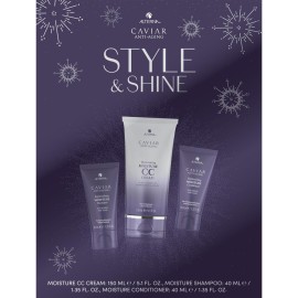 CAVIAR Anti-Aging Style & Shine Replenishing Moisture Gift Set |CC Cream 5.1oz, Travel Size Moisture Shampoo and Conditioner Set | Leave-In Hair Treatment Set for Hydration, Shine & Nourishment