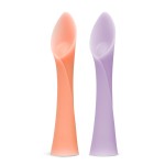Olababy 100% Silicone Soft-Tip Training Spoon for Baby Led Weaning 2pack (Coral/Lilac)