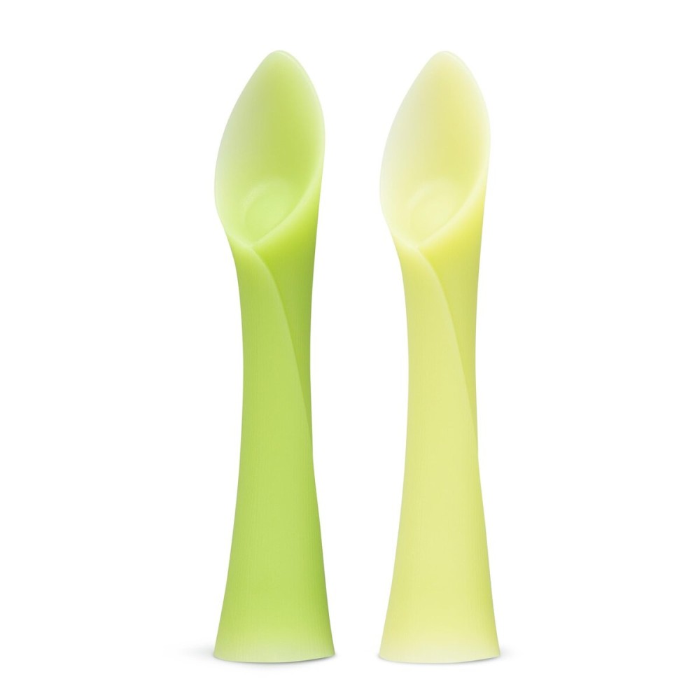 Olababy 100% Silicone Soft-Tip Training Spoon for Baby Led Weaning 2pack (Kiwi/Lemon)